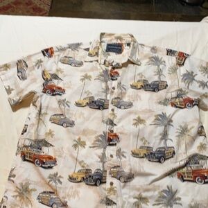 North River Outfitters Shirt Button Down Classic Wagon Cars Sz XXL Woody  Yellow